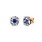 Estate 18k Rose Gold Diamond + Sapphire Earrings IV