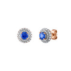 Estate 18k Rose Gold Diamond + Sapphire Earrings I