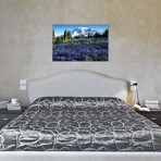 Snow-Covered Mount Rainier With A Wildflower Field In The Foreground, Washington // Jamie & Judy Wild (26"W x 18"H x 0.75"D)