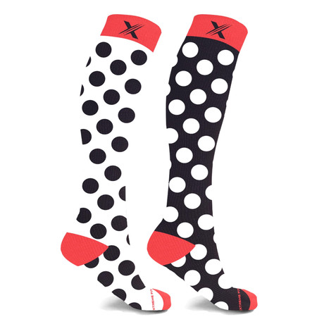 Mismatched Polka Dots Knee High Compression Socks // 1-Pair (Small / Medium)