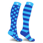 Mismatched Azure Knee High Compression Socks // 1-Pair (Small / Medium)