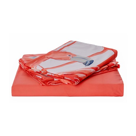 Fitted Cotton Sheet Set Tencel // Isle of Flamingos (Queen)