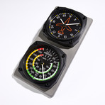Classic Directional Gyro-Airspeed Clock + Thermometer Set