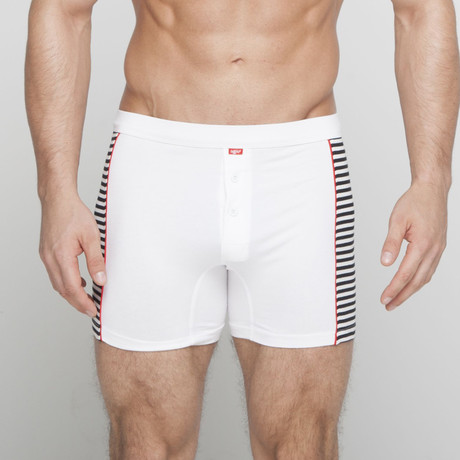 Harrison Boxer Briefs // White + Black (S)