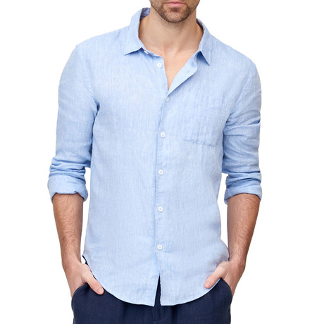 Linen Button-Up Shirt // Blue (L)