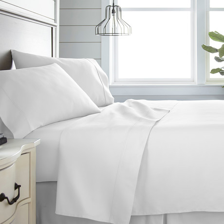 300 Thread Count Cotton Bed Sheet Set // White (Twin)