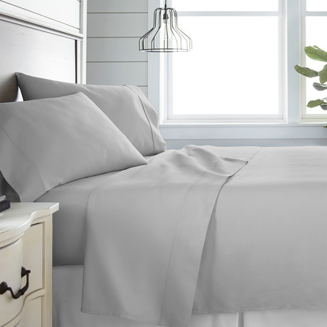 300 Thread Count Cotton Bed Sheet Set // Light Gray (Twin)