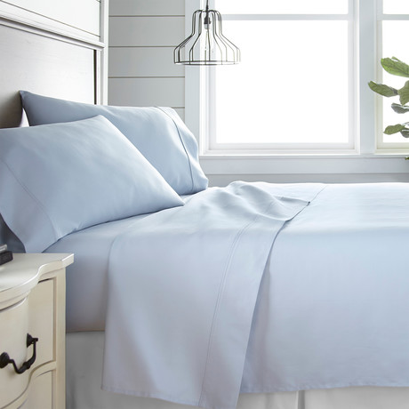 300 Thread Count Cotton Bed Sheet Set // Light Blue (Twin)