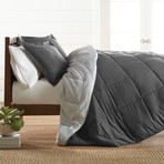 Premium Hypoallergenic Reversible Comforter + Sham Set // Gray + Light Gray (Twin)