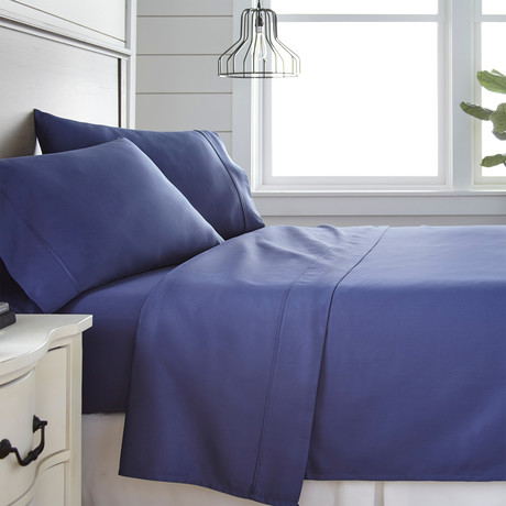 300 Thread Count Cotton Bed Sheet Set // Navy (Twin)