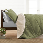 Premium Hypoallergenic Reversible Comforter + Sham Set // Sage + Ivory (Twin)
