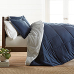 Premium Hypoallergenic Reversible Comforter + Sham Set // Navy + Light Gray (Twin)