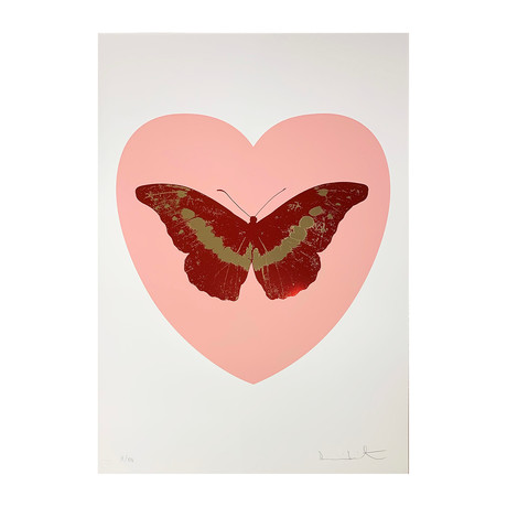 Damien Hirst // I Love You - Pink/Poppy Red/Cool Gold // 2015