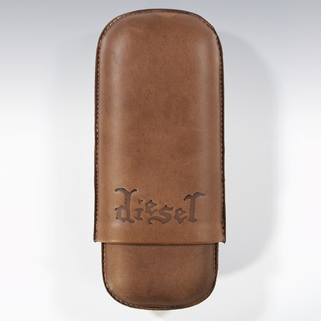 Diesel Leather 2-Finger Cigar Case // Brown Leather