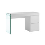 Genesis Office Desk (Clear Glass + White Lacquer)