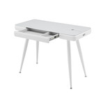 Arianna Office Desk // High Gloss White Lacquer + Smart White Glass Top