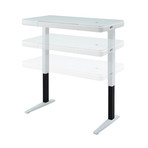 Aaliyah Office Desk // High Gloss White Lacquer + Smart White Glass Top