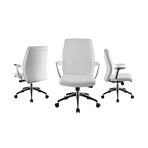 Adalynn Arm Office Chair // Black Leather + Chrome Plated Base (Black)