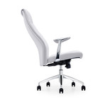 Adalynn Arm Office Chair // Black Leather + Chrome Plated Base (Black)