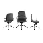 Samantha Arm Office Chair // Black PU-Leather + Chrome Plated Base