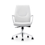 Adalynn Arm Office Chair // Black Leather + Chrome Plated Base (Black)