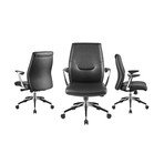 Adalynn Arm Office Chair // Black Leather + Chrome Plated Base (Black)