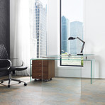 Chloe Office Desk (Clear Glass + White Lacquer)