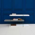 Genesis Bookcase // High Gloss Gray + White Lacquer (29" Height)