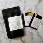 Organic Spirulina Powder + On-the-go Adaptogenic Morning Matcha Latte Single-Serving Sachets Box Bundle