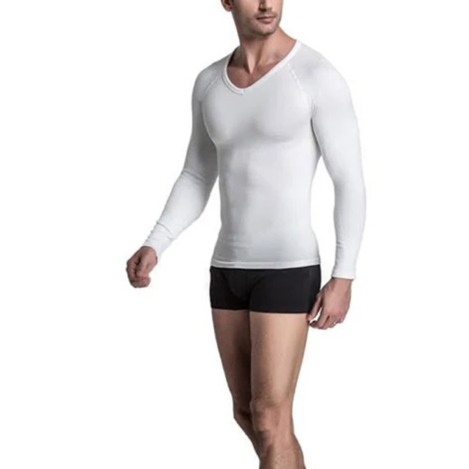 Men’s Compression Long Sleeve Shirt // White (Small) - Extreme Fit ...