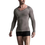 Men’s Compression Long Sleeve Shirt // Gray (Large)