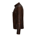 Asymmetrical Zip-Up Leather Jacket // Chestnut (M)