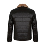 Bomber Leather Jacket // Brown (L)