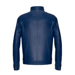 Classic Leather Jacket // Light Blue (L)