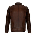 Multi-Detailed Leather Jacket // Chestnut (M)