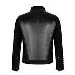 Side-Zip Leather Jacket // Black (3XL)