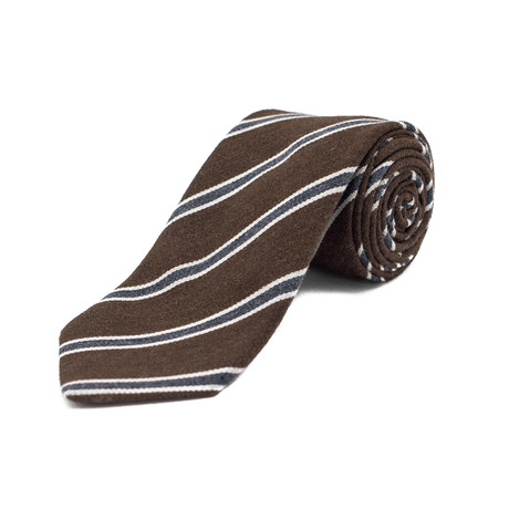 Ermenegildo Zegna // Silk Textured Striped Tie // Brown + Blue