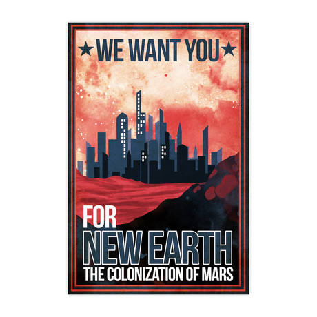 Colonize Mars Retro Futuristic (18"W x 24"H x 1.5"D)