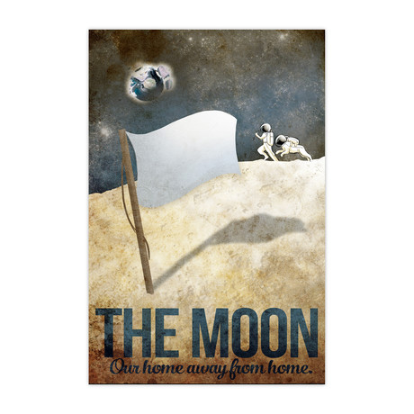 The Moon Retro Futuristic (18"W x 24"H x 1.5"D)