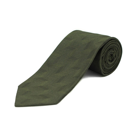 Ermenegildo Zegna // Silk Textured Striped Tie // Green