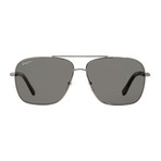 Ferragamo // Men's Square Aviator Sunglasses // Gunmetal + Gray