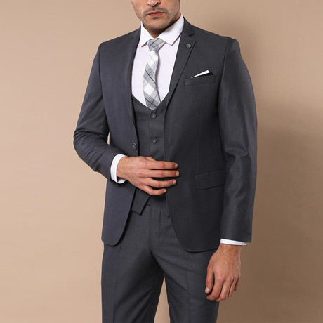 Shoosh 3-Piece Slim Fit Suit // Smoke (Euro: 44)