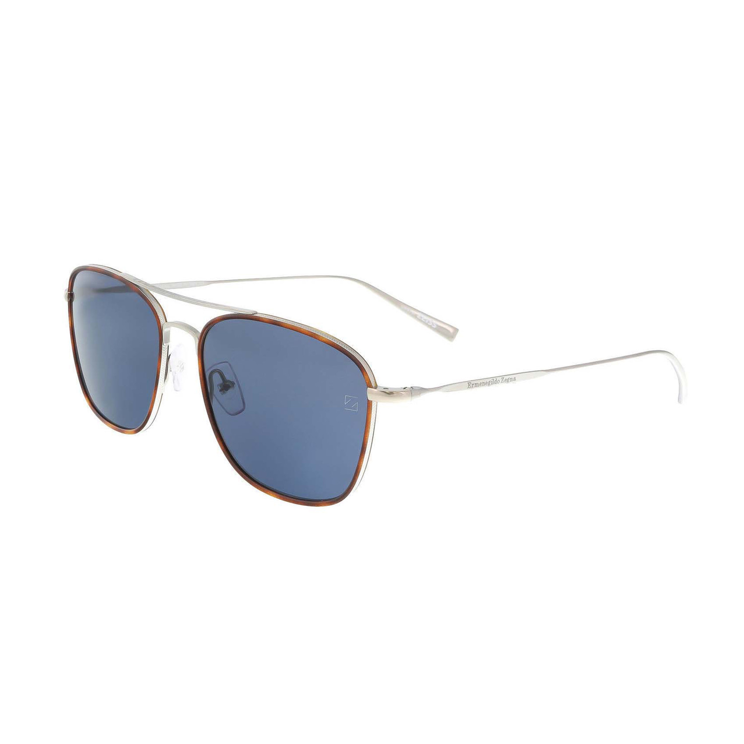 Zegna // Men's Classic Navigator Sunglasses // Havana + Silver Gray ...