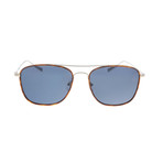 Zegna // Men's Classic Navigator Sunglasses // Havana + Silver Gray