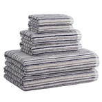 Plush Striped Bamboo Towels // Set of 6 // Patriot Grey