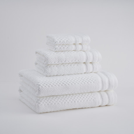 Checkboard Textured Towels // Set of 6 // White