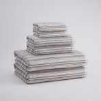Plush Striped Bamboo Towels // Set of 6 // Pink Grey