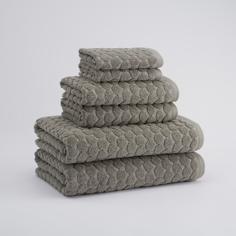 Cobblestone Textured Towels // Set of 6 // Grey