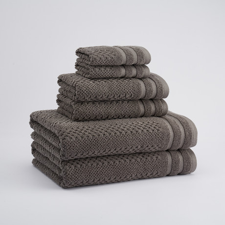 TRULY LOU Oversized Six Piece Towel Set- 100% Cotton - Teapink