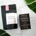 Adaptogenic Morning Matcha Latte Blend + On-the-go Adaptogenic Morning Matcha Latte Single-Serving Sachets Box Bundle